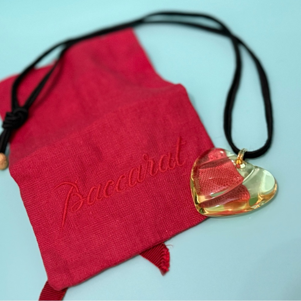 Baccarat Necklace Pendants Crystal Heart yellow with Pouch